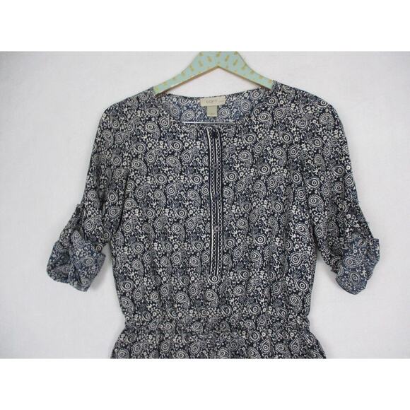 Ann Taylor LOFT Romper Womens 00P Blue Paisley Shorts Roll Tab Top XSP XS Petite - Picture 4 of 16